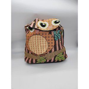 Fall theme Tapestry Owl drawstring  backpack bag